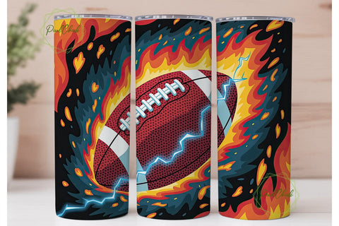 Football Fire Lightning 20oz Tumbler Sublimation PixelChick 