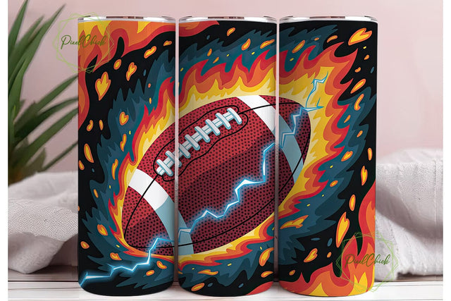 Football Fire Lightning 20oz Tumbler Sublimation PixelChick 
