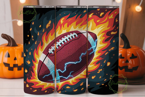 Football Fire Lightning 20oz Tumbler Sublimation PixelChick 