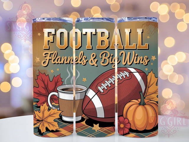 Football Flannel Fall Game Day Tumbler, Fall Game Day Cup, 20Oz Sublimation Wrap, Autumn Sports Drinkware, Cozy Football Gift, Rustic Game Mug Design, Plaid Touchdown Tumbler Sublimation SvggirlplusArt 