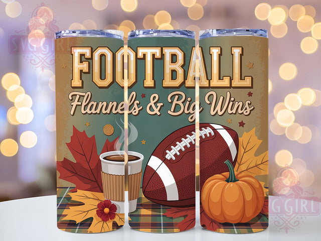 Football Flannel Fall Game Day Tumbler, Fall Game Day Cup, 20Oz Sublimation Wrap, Autumn Sports Drinkware, Cozy Football Gift, Rustic Game Mug Design, Plaid Touchdown Tumbler Sublimation SvggirlplusArt 