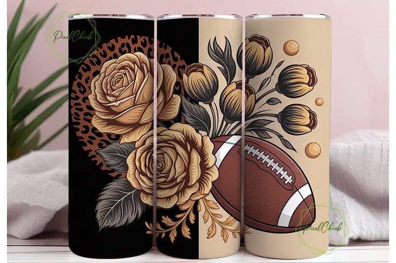 Football Floral 20oz Tumbler Wrap Sublimation PixelChick 