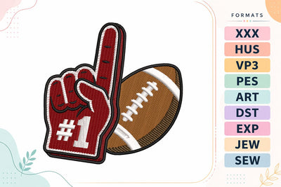 Football Foam Finger #1 Sports Embroidery Design Embroidery/Applique DESIGNS sg embroidery 