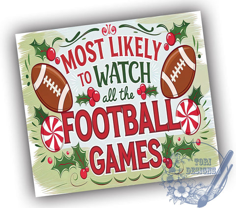 Football Game Tumbler, Christmas Football Gifts, 20oz Tumbler Wrap, Sports Drinkware, Football Fan Merchandise, Holiday Tumbler Design, Tailgate Party Tumbler Sublimation ToriDesigns 