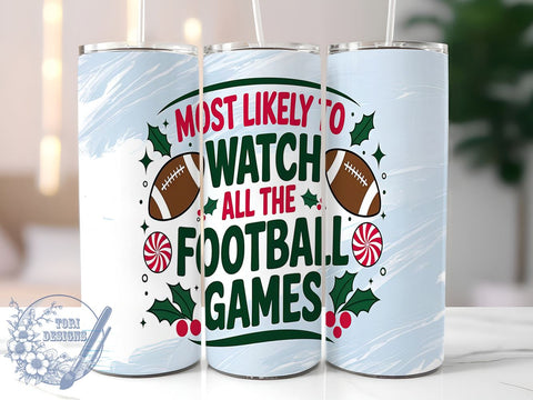 Football Game Tumbler, Christmas Football Gifts, 20oz Tumbler Wrap, Sports Drinkware, Football Fan Merchandise, Holiday Tumbler Design, Tailgate Party Tumbler Sublimation ToriDesigns 