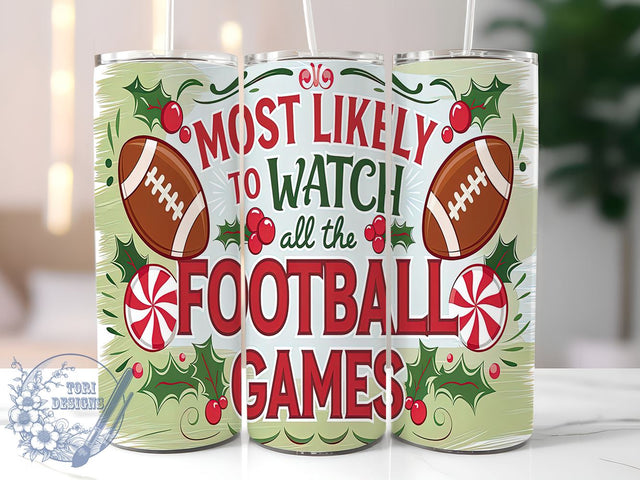 Football Game Tumbler, Christmas Football Gifts, 20oz Tumbler Wrap, Sports Drinkware, Football Fan Merchandise, Holiday Tumbler Design, Tailgate Party Tumbler Sublimation ToriDesigns 