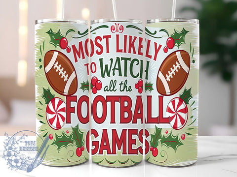 Football Game Tumbler, Christmas Football Gifts, 20oz Tumbler Wrap, Sports Drinkware, Football Fan Merchandise, Holiday Tumbler Design, Tailgate Party Tumbler Sublimation ToriDesigns 