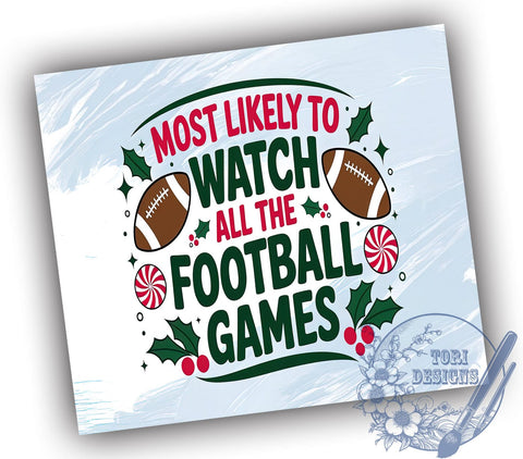 Football Game Tumbler, Christmas Football Gifts, 20oz Tumbler Wrap, Sports Drinkware, Football Fan Merchandise, Holiday Tumbler Design, Tailgate Party Tumbler Sublimation ToriDesigns 