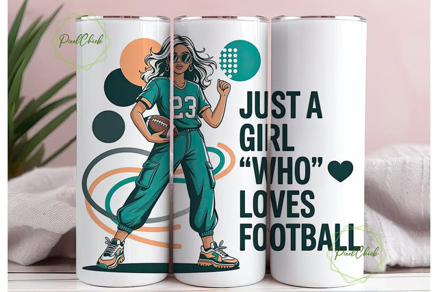 Football Girl 20oz Tumbler Wrap Sublimation PixelChick 