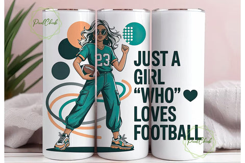 Football Girl 20oz Tumbler Wrap Sublimation PixelChick 