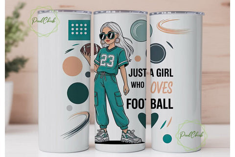 Football Girl 20oz Tumbler Wrap Sublimation PixelChick 