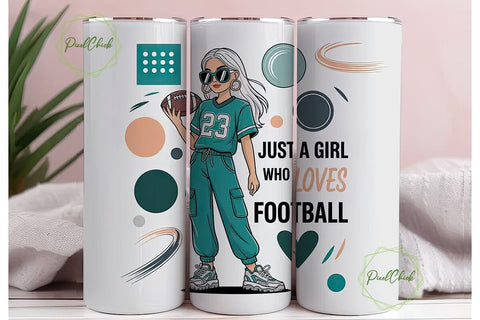 Football Girl 20oz Tumbler Wrap Sublimation PixelChick 