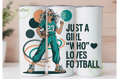 Football Girl 20oz Tumbler Wrap Sublimation PixelChick 