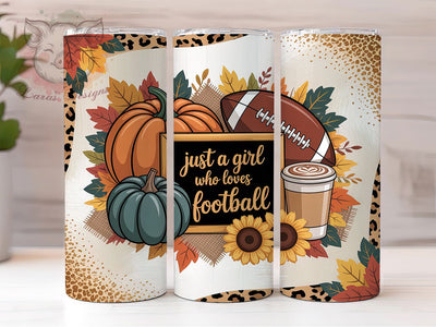Football Girl Cute Fall Tumbler, Fall Sports Wrap, 20oz Sublimation, Autumn Football Cup, Game Day Mug, Football Lover Tumbler, Cute Fall Drinkware Sublimation Lara' s Designs 