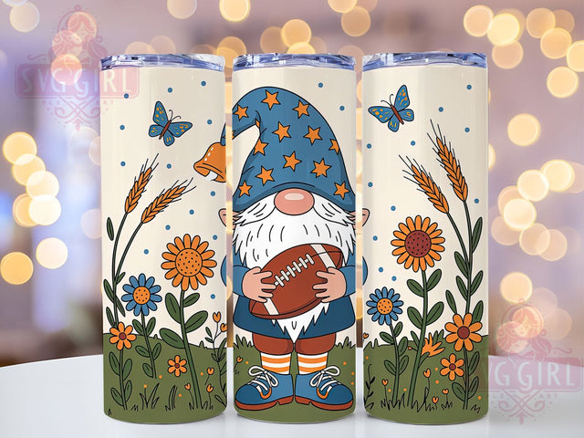 Football Gnome Fall Tumbler Wrap, Football Gnome Wrap, 20oz Sublimation, Autumn Sports Cup, Cute Gnome Mug, Fall Football Design, Gnome Lover Tumbler Sublimation SvggirlplusArt 