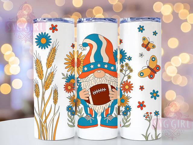 Football Gnome Fall Tumbler Wrap, Football Gnome Wrap, 20oz Sublimation, Autumn Sports Cup, Cute Gnome Mug, Fall Football Design, Gnome Lover Tumbler Sublimation SvggirlplusArt 