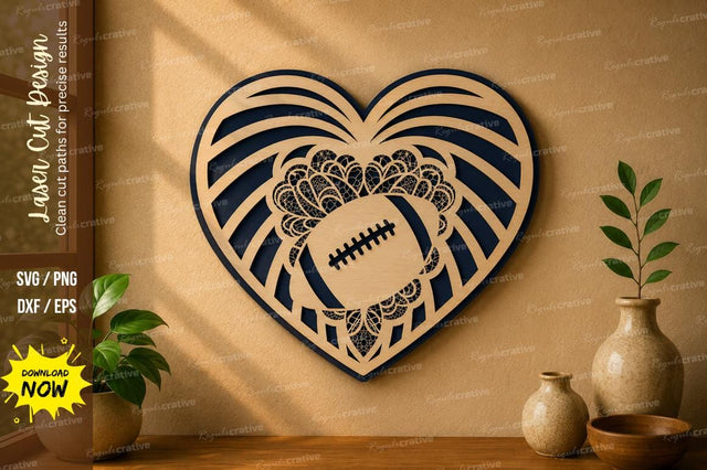 Football Heart Design laser cut svg File SVG Regulrcrative 