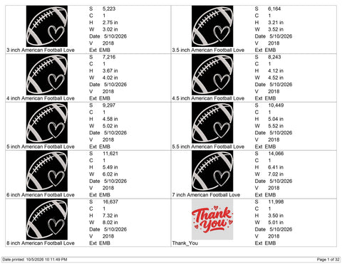 Football Heart Embroidery Design – American Football Love Sports Machine Embroidery File Embroidery/Applique DESIGNS PatternFeed8 