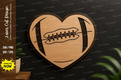 Football Heart Laser Cut Svg Design SVG Regulrcrative 