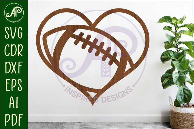 Football heart laser cut wall sign SVG APInspireddesigns 