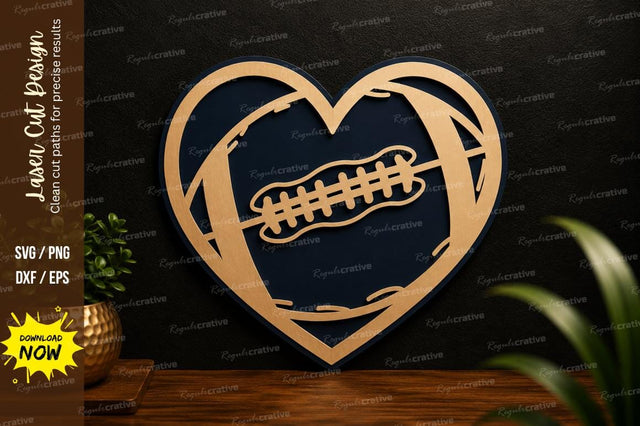 Football Heart Ornament Laser Cut SVG Design SVG Regulrcrative 
