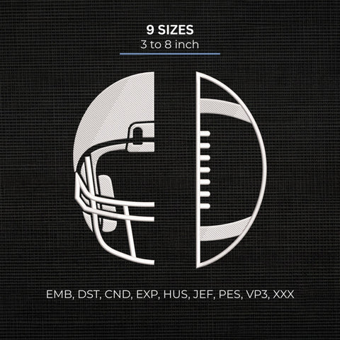 Football Helmet and Ball Embroidery Design – Split Football Sports Game Day Machine Embroidery File Embroidery/Applique DESIGNS PatternFeed8 