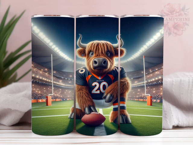 Football Highland Cow 20oz Tumbler Wrap PNG, Highland Cow Tumbler Png, Straight & Tapered Tumbler Wrap, Instant Digital Download Sublimation Li Zamperini 