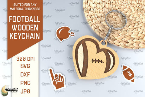 Football Inspired Laser Cut Bundle. Wood Keychains SVG SVG Evgenyia Guschina 