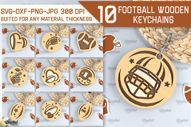 Football Inspired Laser Cut Bundle. Wood Keychains SVG SVG Evgenyia Guschina 