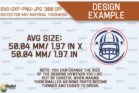 Football Inspired Laser Cut Wood Keychain SVG Evgenyia Guschina 