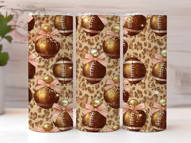 Football Leopard 20oz Tumbler Wrap, Leopard Print Cup, 20oz Sublimation, Coquette Style Drinkware, Chic Sports Gift, Bow Design Tumbler, Fun Football Fan Gift Sublimation Lara' s Designs 