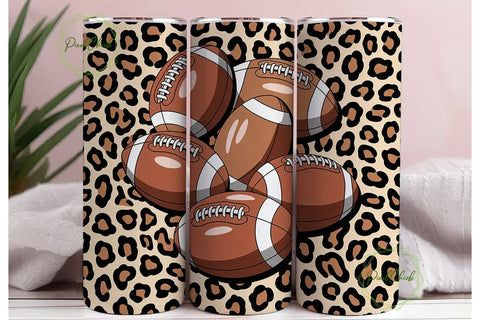 Football Leopard 20oz Tumbler Wrap Sublimation PixelChick 