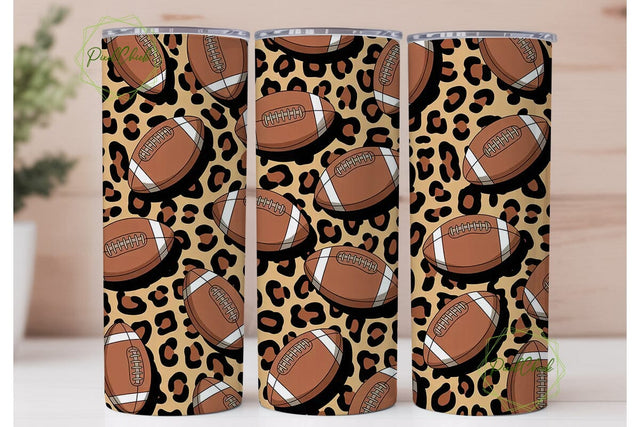 Football Leopard 20oz Tumbler Wrap Sublimation PixelChick 