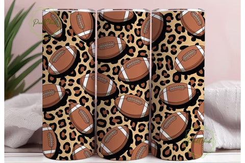 Football Leopard 20oz Tumbler Wrap Sublimation PixelChick 