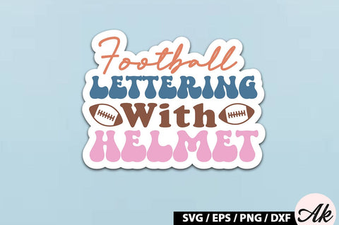 Football lettering with helmet Retro Stickers SVG akazaddesign 