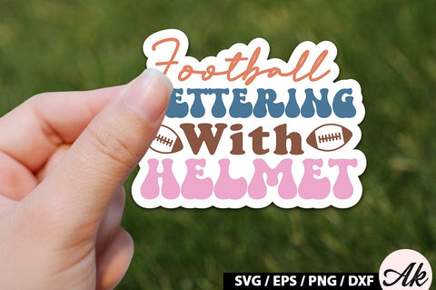 Football lettering with helmet Retro Stickers SVG akazaddesign 