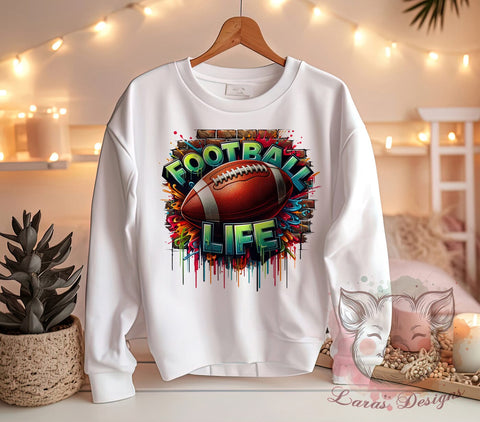 Football Life Graphic, Sports PNG Design, Game Day Sublimation, Football Fan Art, Touchdown Clipart, Fall Sports Download, Football Season Print, Athletic Digital Download Sublimation Lara' s Designs 
