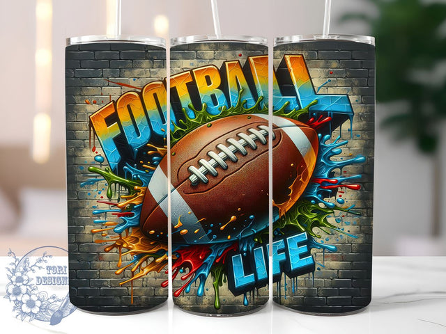 Football Life, Sports Tumbler, 20oz Sublimation, Football PNG, Athletic Drinkware, Sport Designs, Game Day Tumblers, Football Lover Gifts Sublimation ToriDesigns 