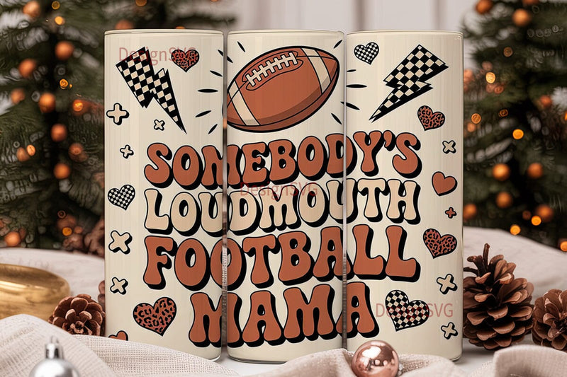 Football Mama 20oz Tumbler Wrap Sublimation DesignSVG 
