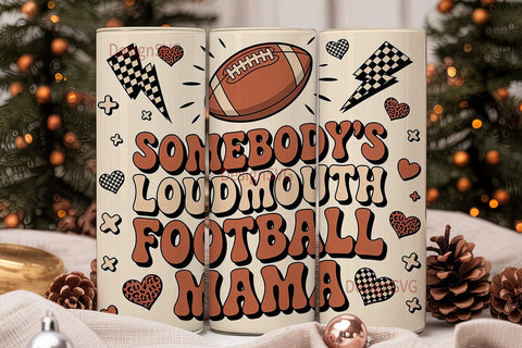 Football Mama 20oz Tumbler Wrap Sublimation DesignSVG 