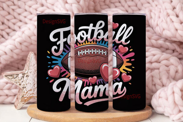 Football Mama 20oz Tumbler Wrap Sublimation DesignSVG 