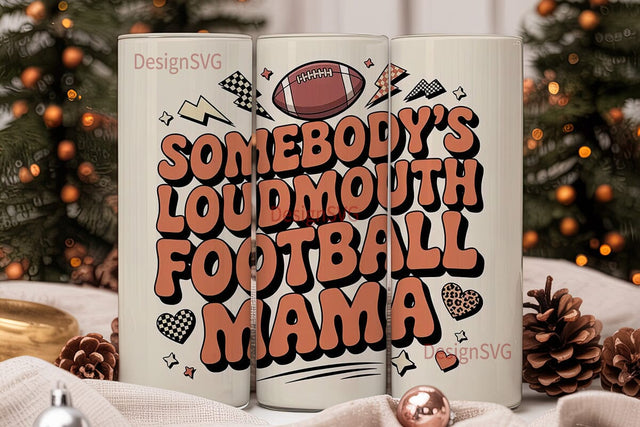 Football Mama 20oz Tumbler Wrap Sublimation DesignSVG 