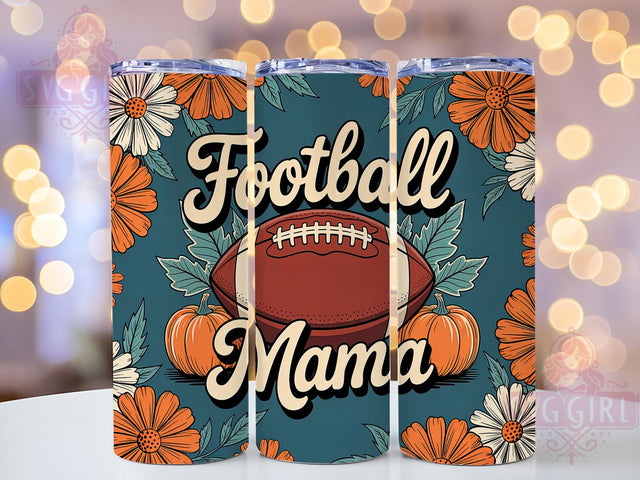 Football Mama Fall Tumbler Wrap, Fall Vibes Wrap, 20oz Sublimation, Autumn Sports Cup, Mom Football Mug, Game Day Tumbler, Fall Season Drinkware Sublimation SvggirlplusArt 