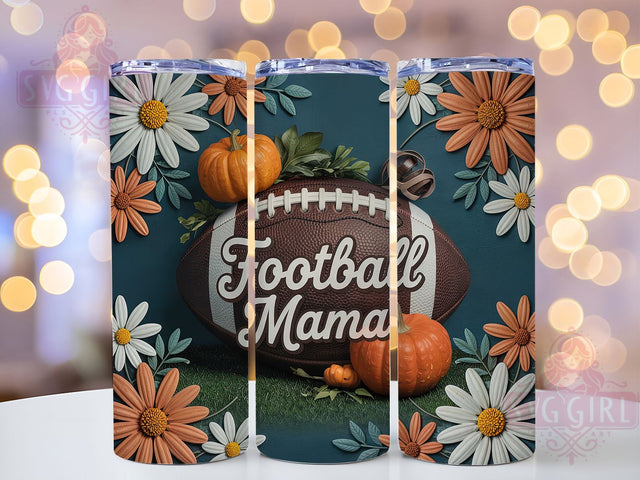 Football Mama Fall Tumbler Wrap, Fall Vibes Wrap, 20oz Sublimation, Autumn Sports Cup, Mom Football Mug, Game Day Tumbler, Fall Season Drinkware Sublimation SvggirlplusArt 