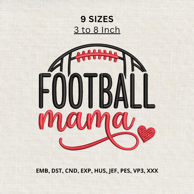 Football Mama Machine Embroidery Design – Football Mom Heart Game Day Embroidery File Embroidery/Applique DESIGNS PatternFeed8 