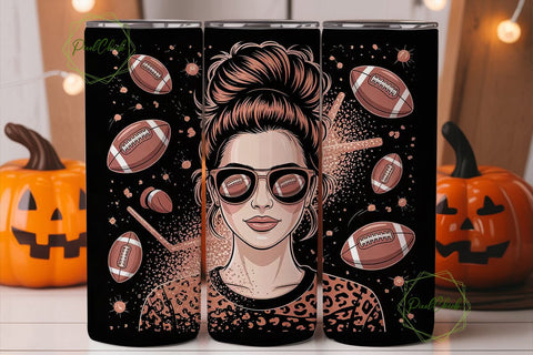 Football Messy Bun 20oz Tumbler Sublimation PixelChick 