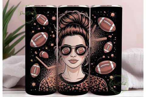 Football Messy Bun 20oz Tumbler Sublimation PixelChick 