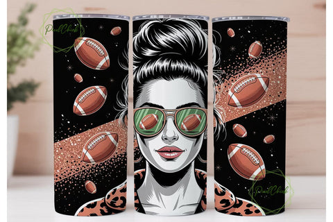 Football Messy Bun 20oz Tumbler Sublimation PixelChick 
