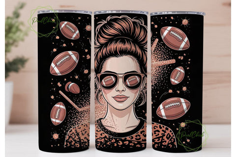Football Messy Bun 20oz Tumbler Sublimation PixelChick 