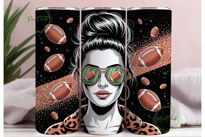 Football Messy Bun 20oz Tumbler Sublimation PixelChick 